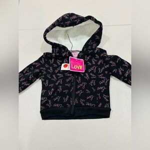 Real Love Baby Girl Hoodie 12 Months Black/ Pink‎